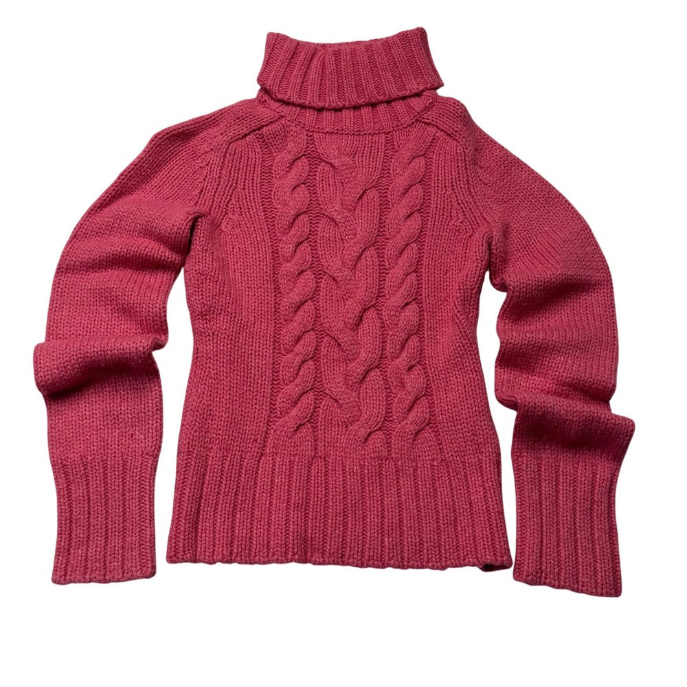 Express Womens XS Sweater Pink Merino Wool Cashmere Angora Cable Knit Turtleneck